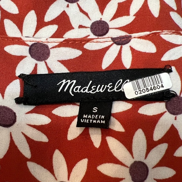 Madewell Rust Red/White Floral Women's Midi Dress. Size Small. - Picture 4 of 14